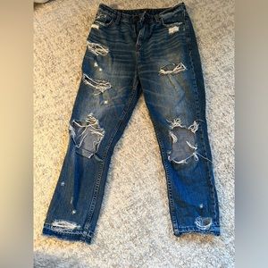 A&F distressed boot cut jean